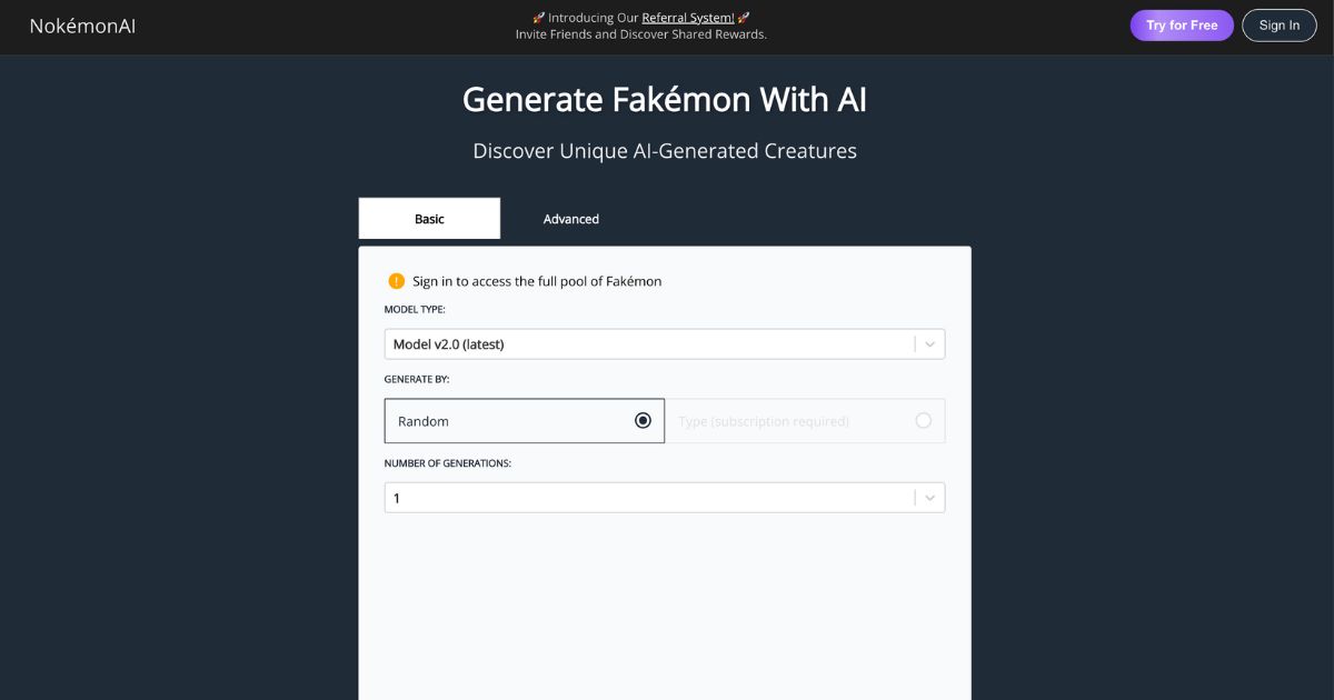 Nokemon signup for a free account