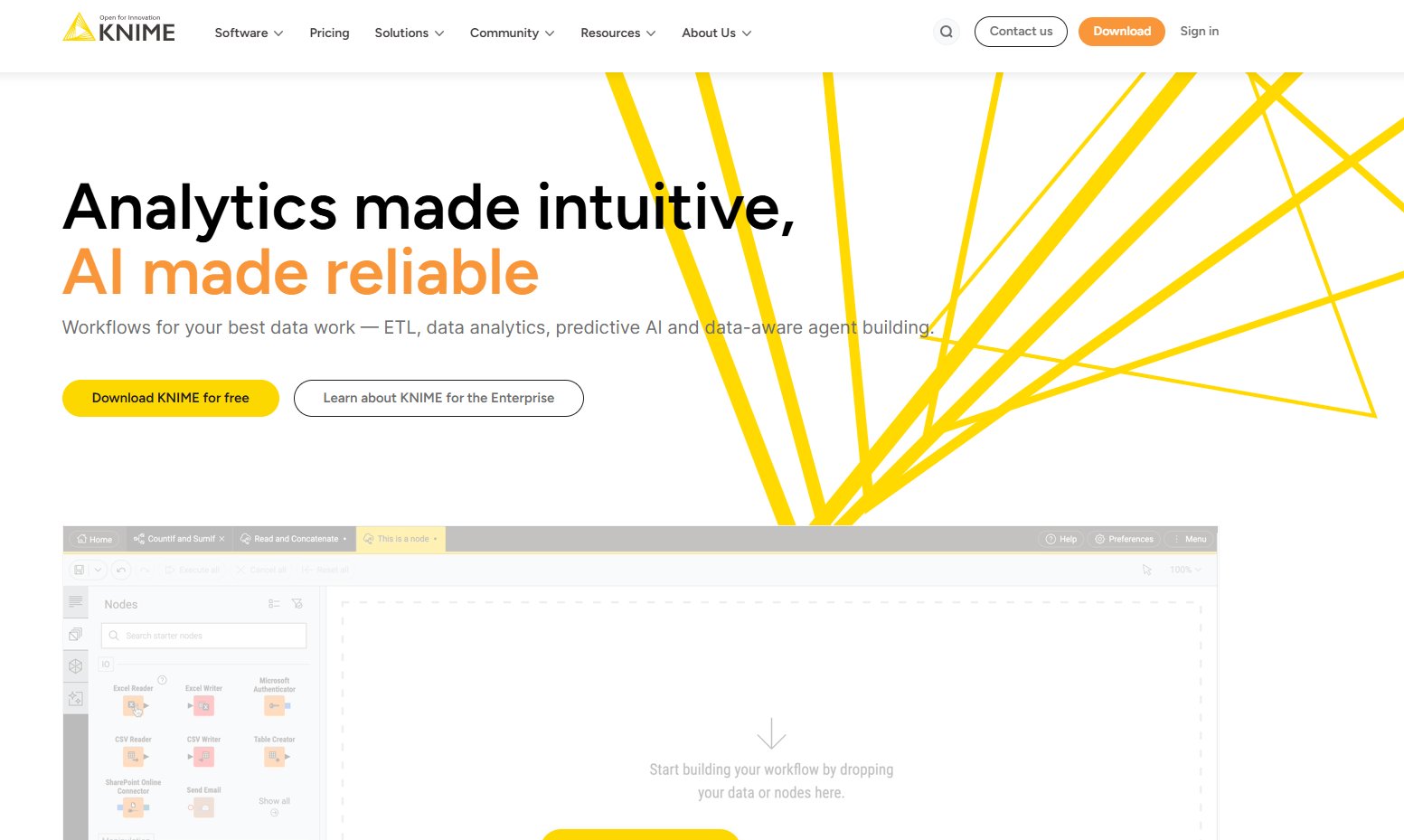 KNIME (Best AI for Data Analysis & Workflow Automation )