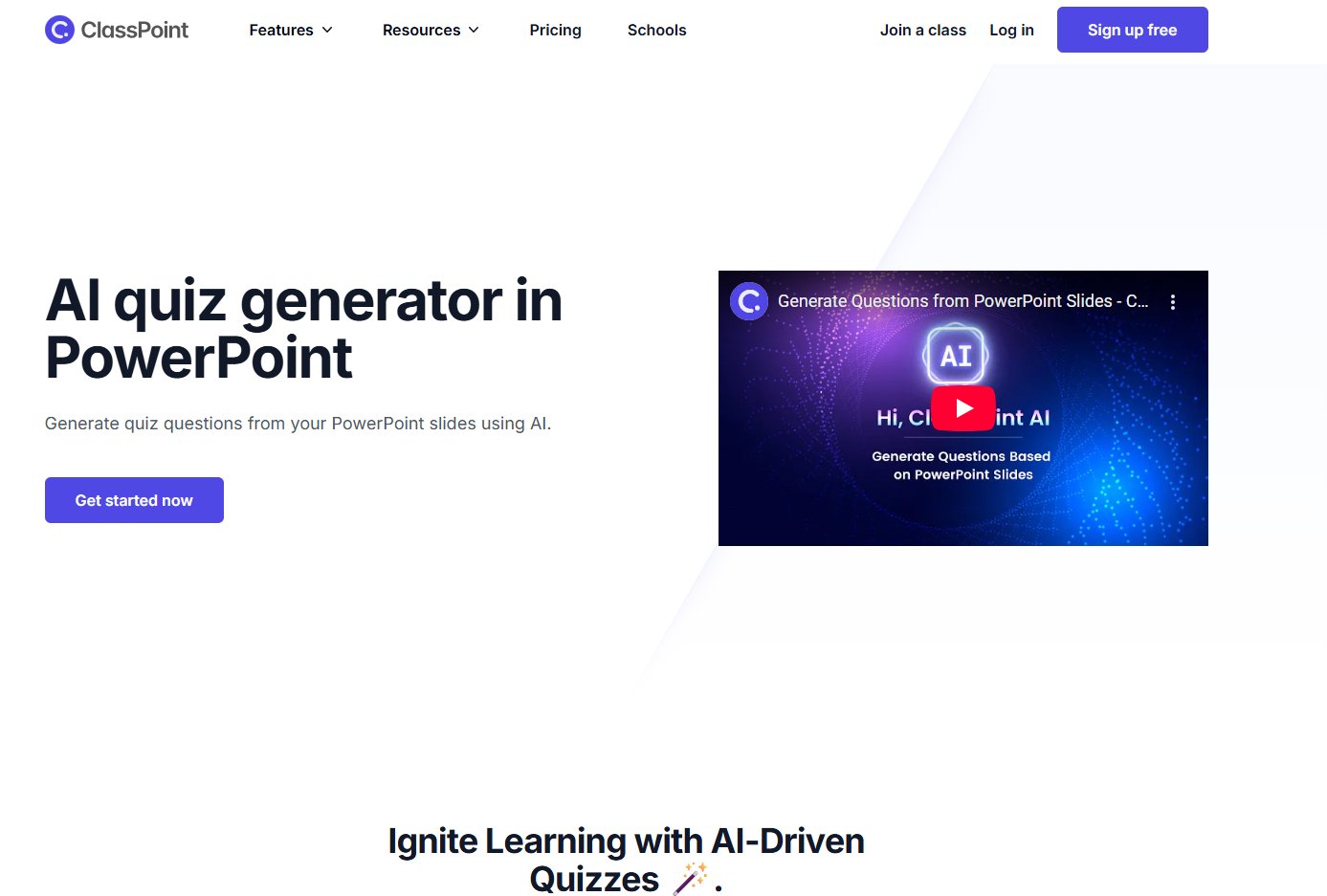 ClassPoint AI (Best for Interactive Classroom Quizzes)