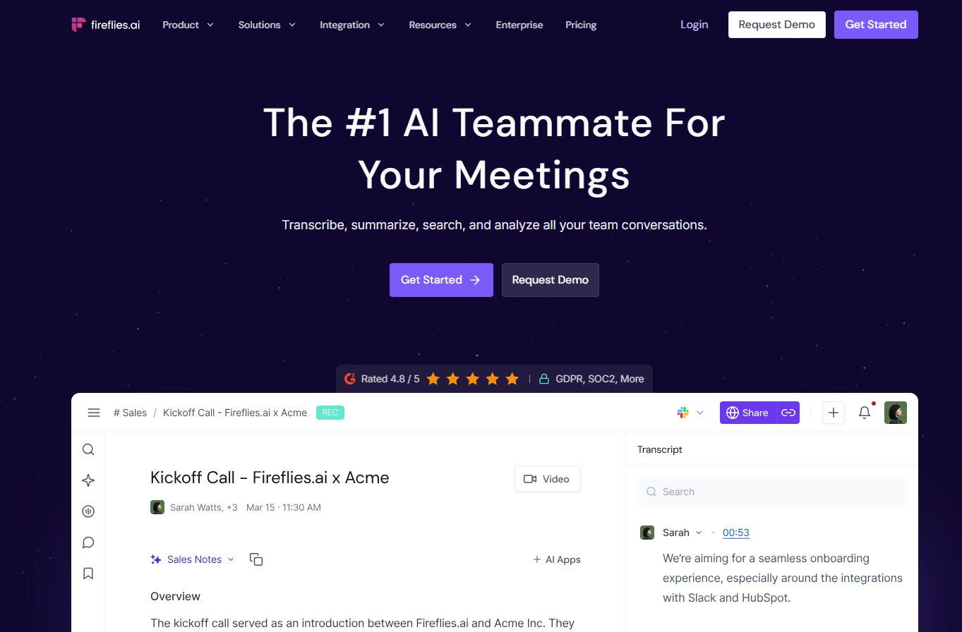 Fireflies.ai (Best All-in-One AI Tools for Meeting Notes)