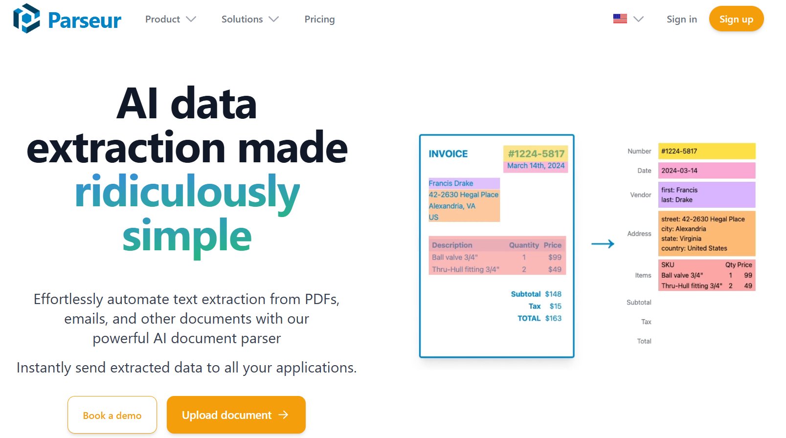 Parseur – Best for Emailed PDFs
