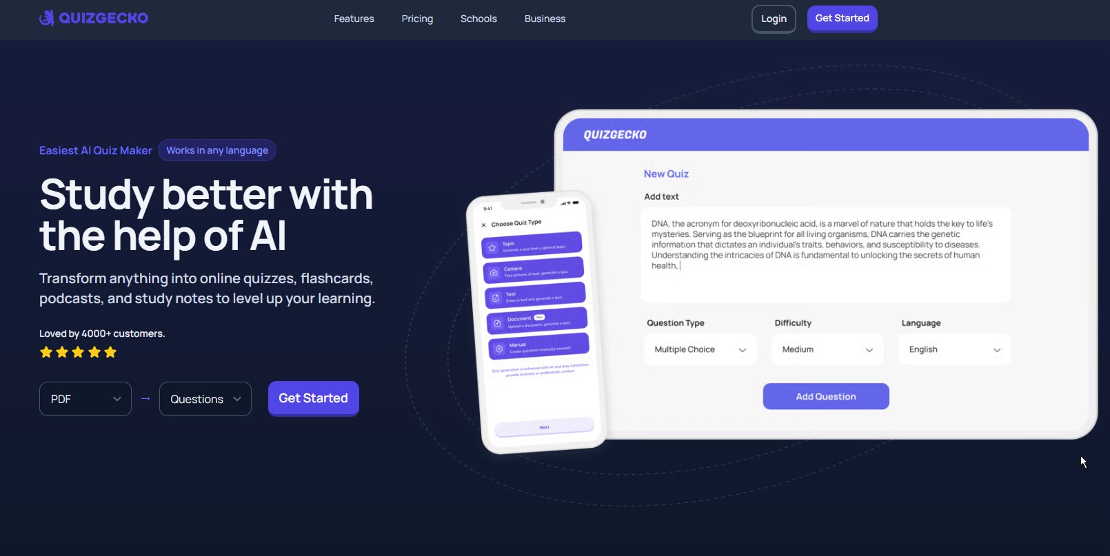 Quizgecko (Best AI-Powered Quiz Generator Overall)