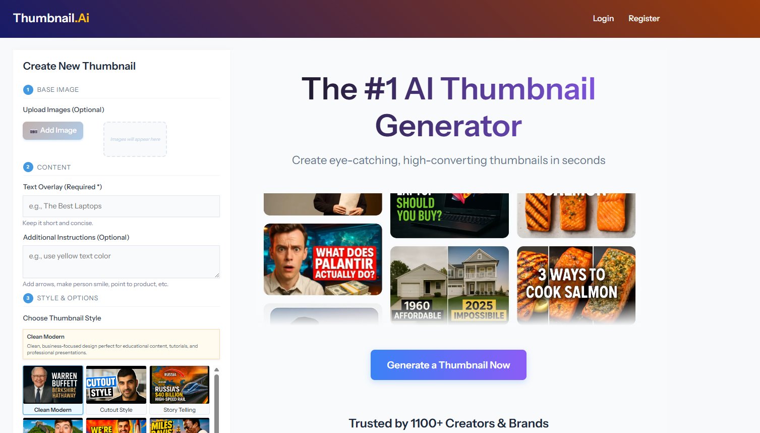 Thumbnail.AI (Best for Instant AI-Generated Thumbnails)