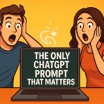 Two surprised people staring at a laptop screen that displays the words “The Only ChatGPT Prompt That Matters” in bold text.